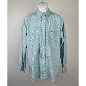 Mens Drover Cowboy Threads Size Medium Blue White Checkered Long Sleeve Button